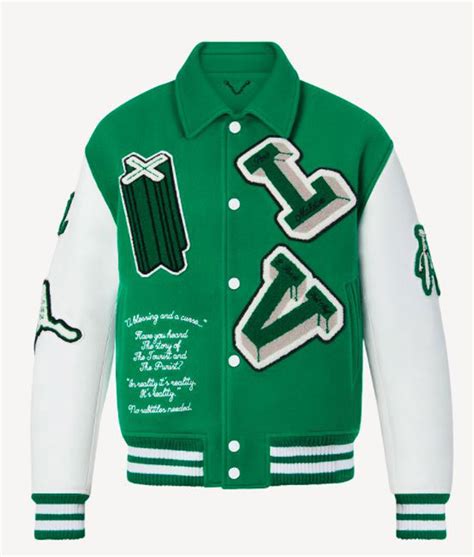 men's louis vuitton green varsity jacket|lv varsity jacket price.